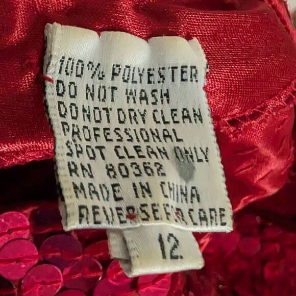 Nightline M VTG 12 Red Sequin Disco Dress Keyhole Back 70s 80s Costume Tootsie - Picture 10 of 10